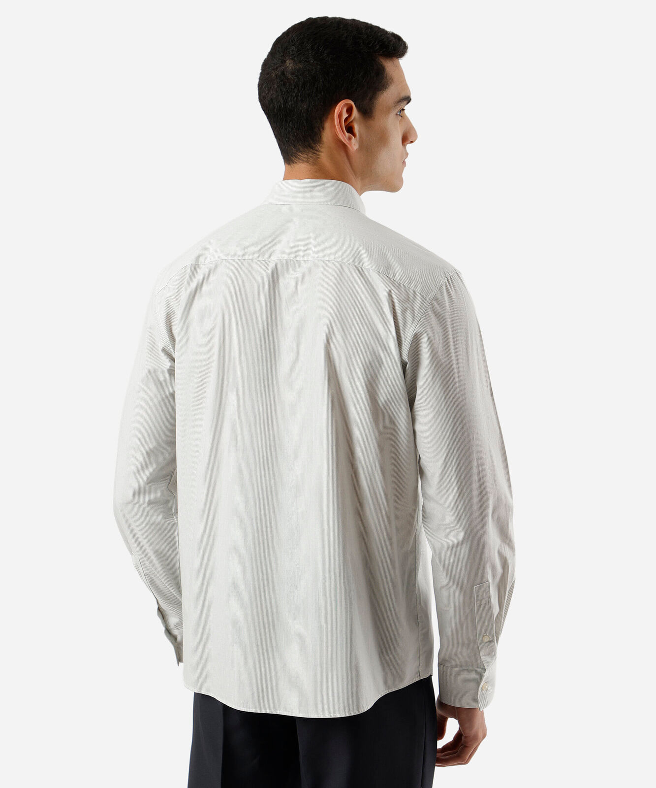 camisa masculina de algodão listrada off white