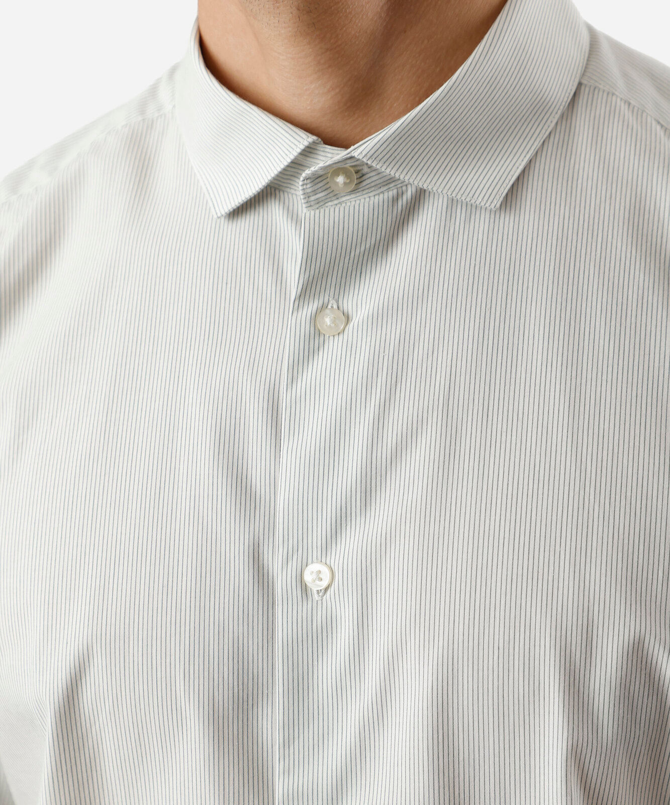 camisa masculina de algodão listrada off white