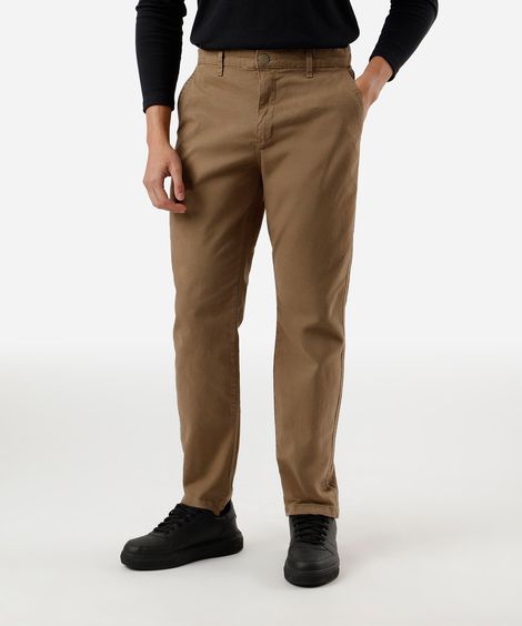 calça chino slim masculina de sarja bege