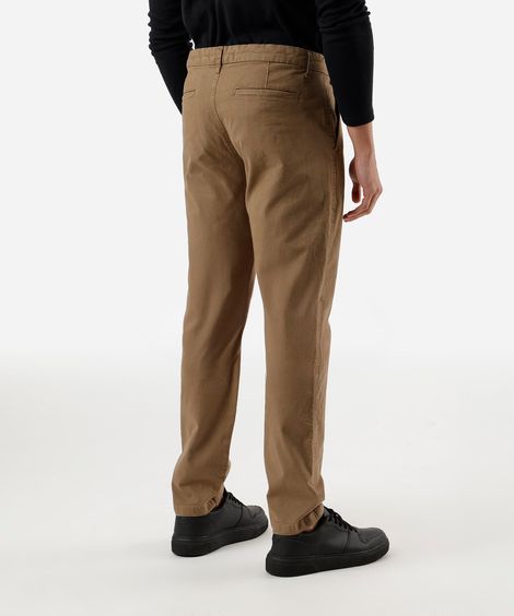 calça chino slim masculina de sarja bege