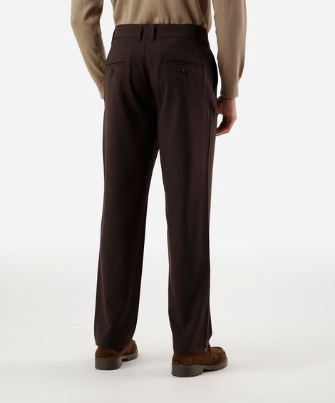calça reta de alfaiataria marrom