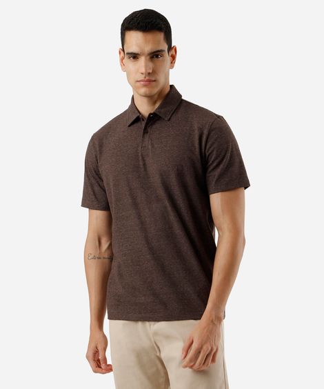 polo comfort masculina com algodão peruano marrom