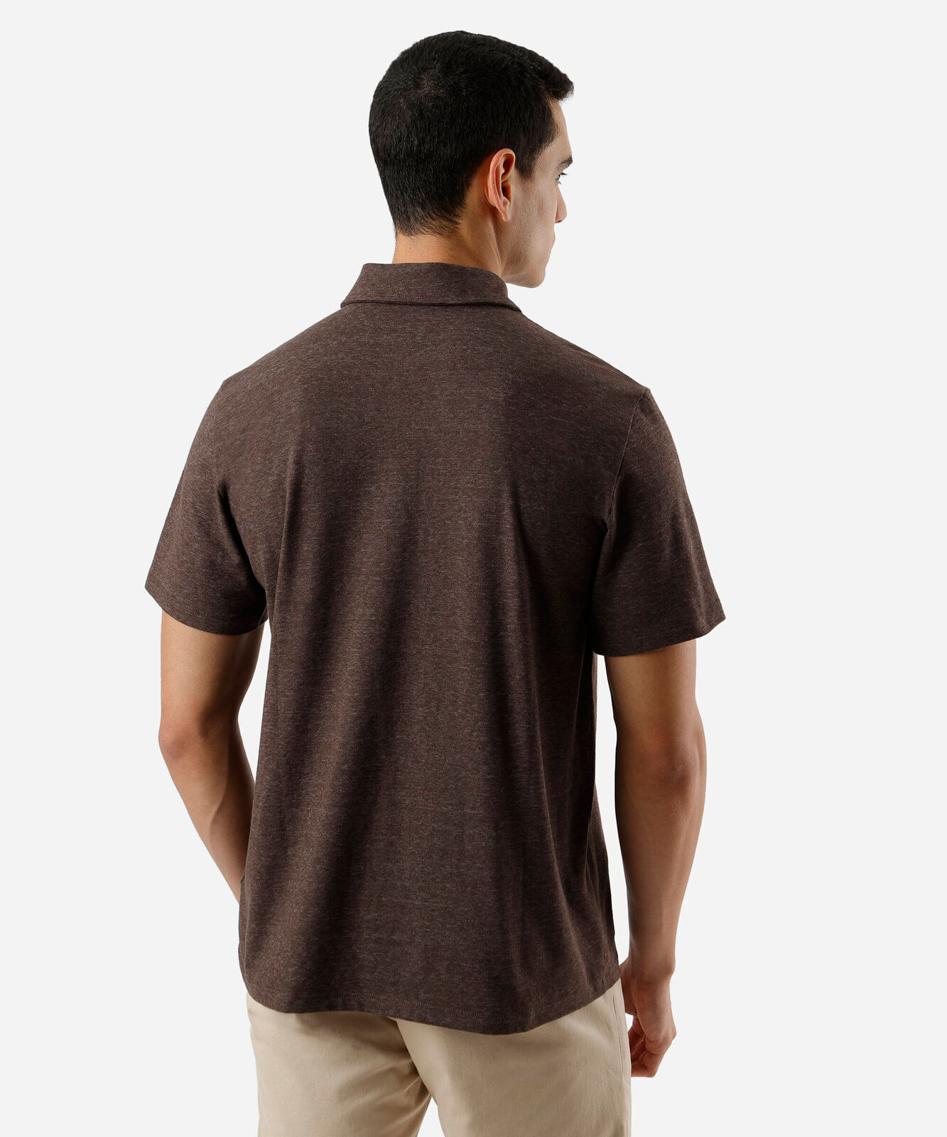 polo comfort masculina com algodão peruano marrom