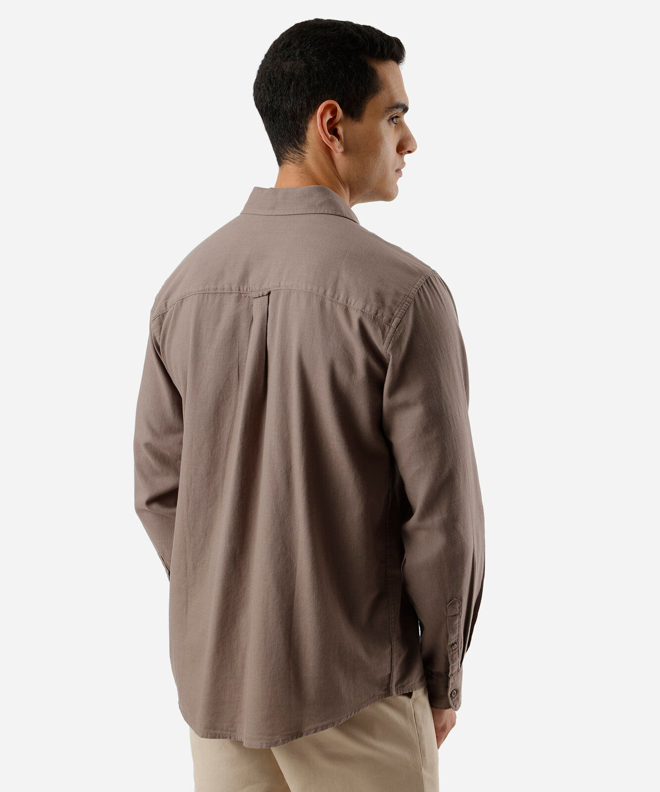 camisa comfort de algodão manga longa com bolso verde