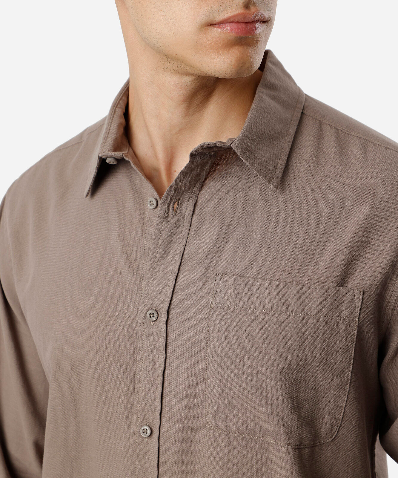 camisa comfort de algodão manga longa com bolso verde