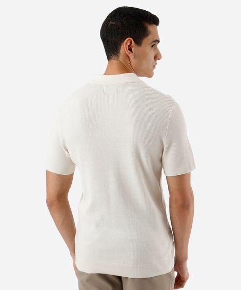 polo masculina de tricot manga curta off white