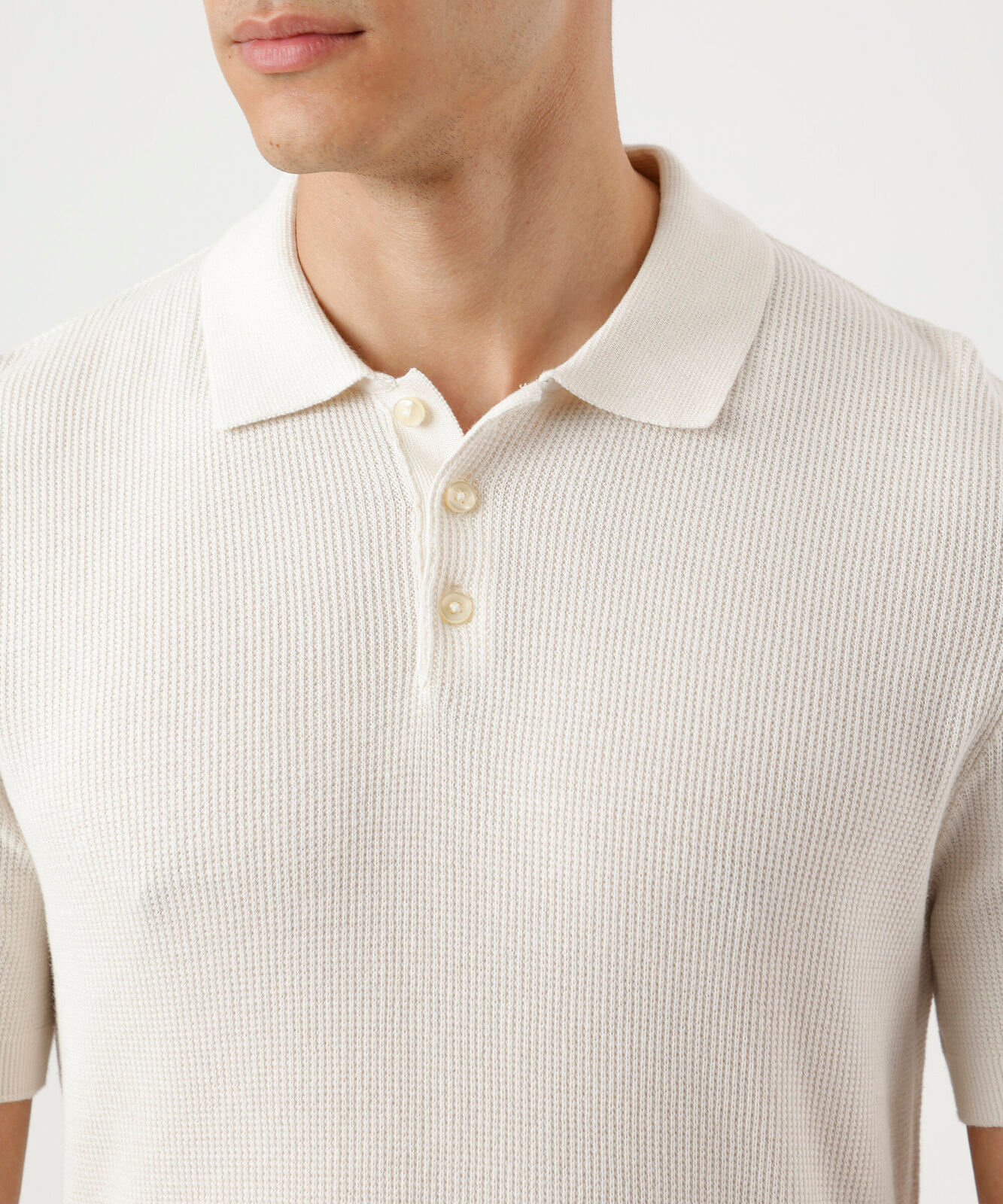 polo masculina de tricot manga curta off white