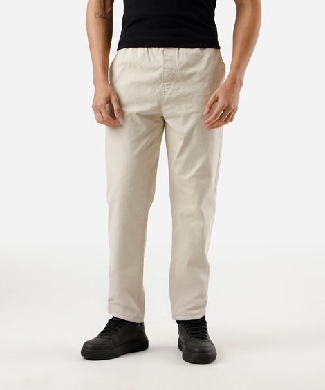 calça jogger masculina de sarja bege