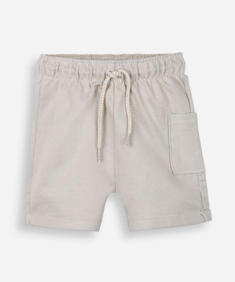 bermuda infantil de algodão cós elástico bege