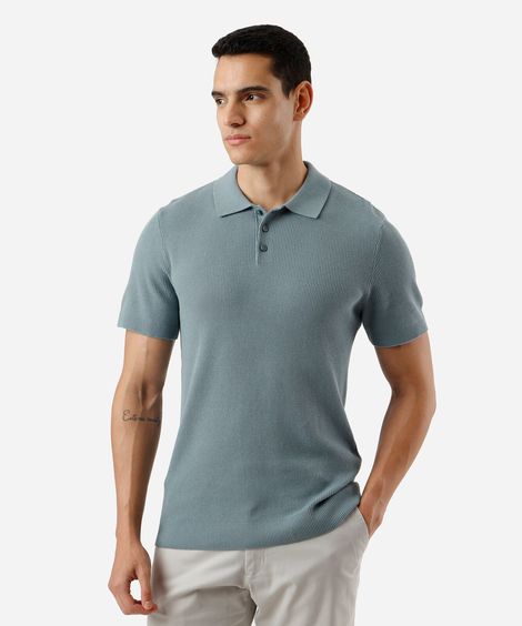 polo masculina de tricot manga curta verde