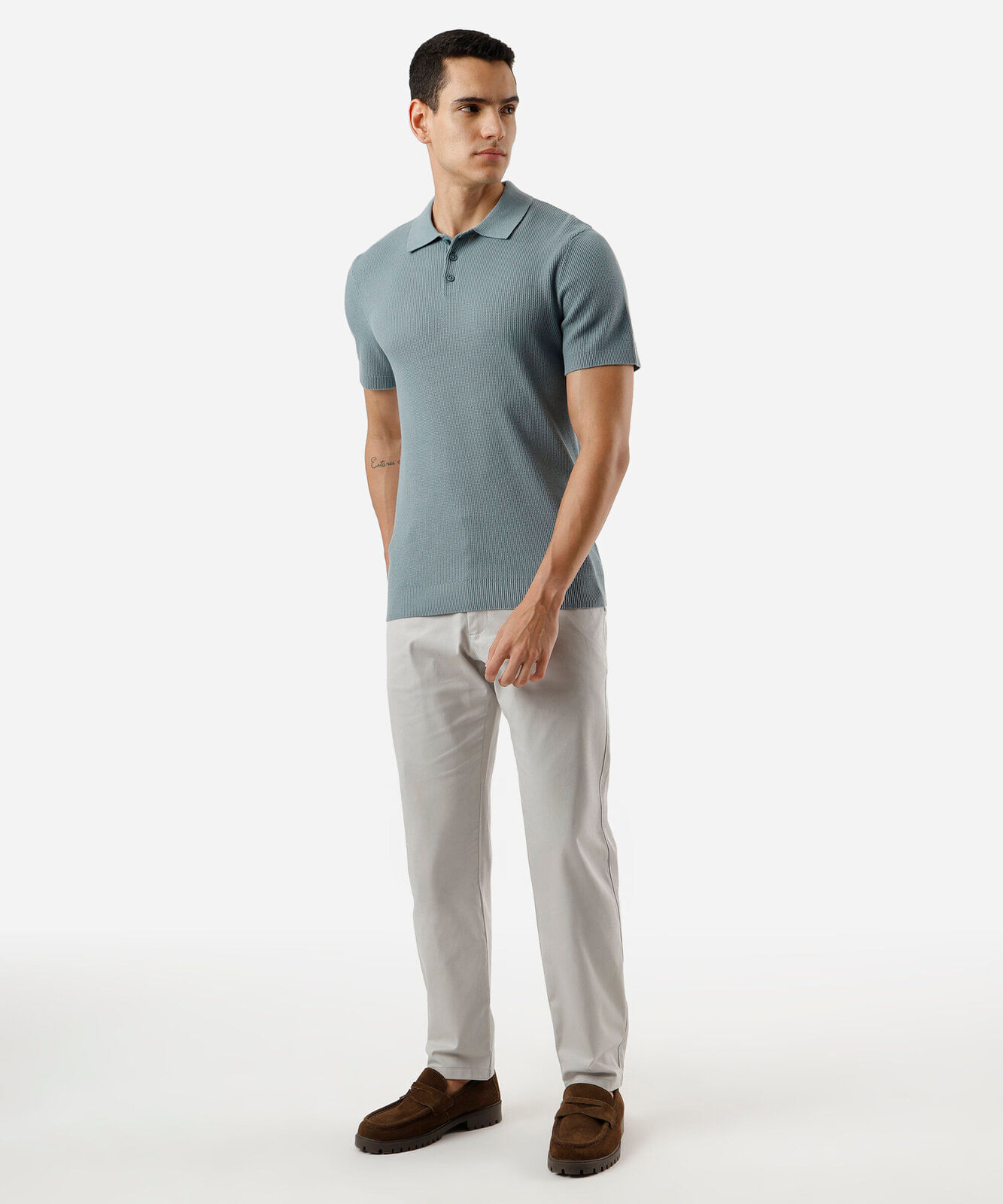 polo masculina de tricot manga curta verde