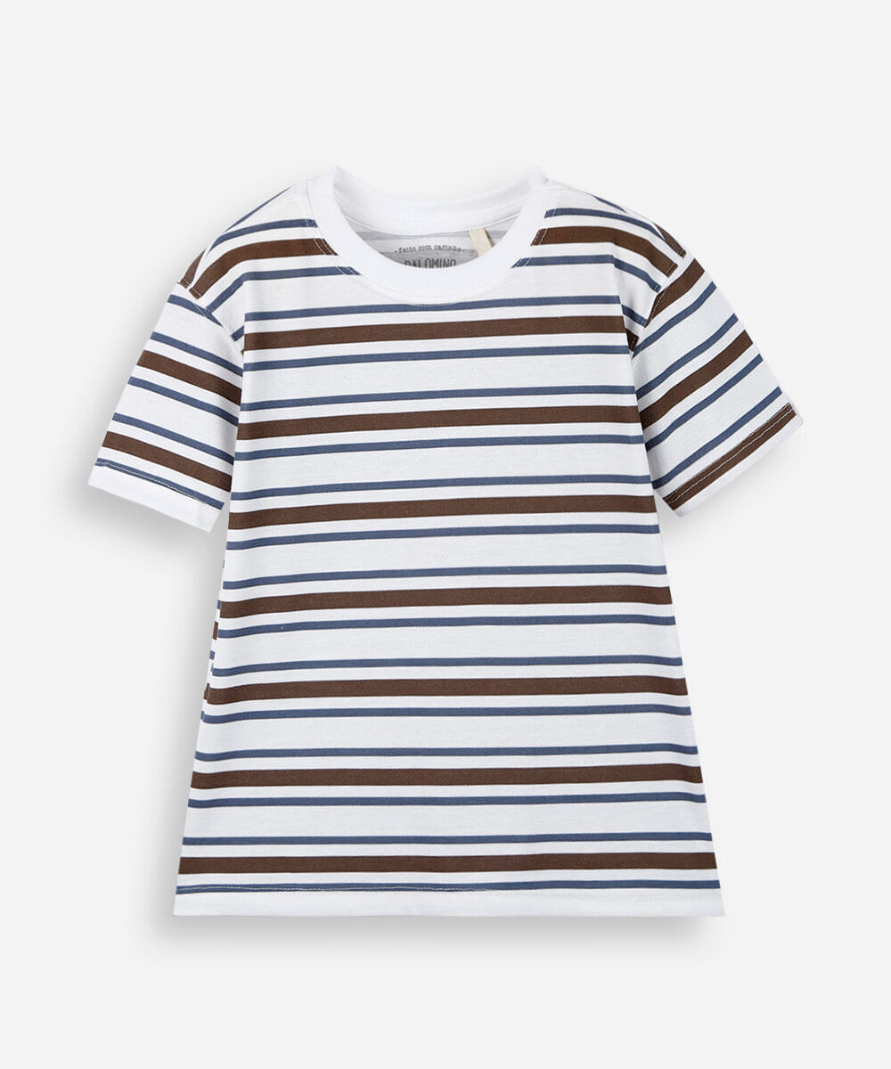 camiseta infantil listrada off white