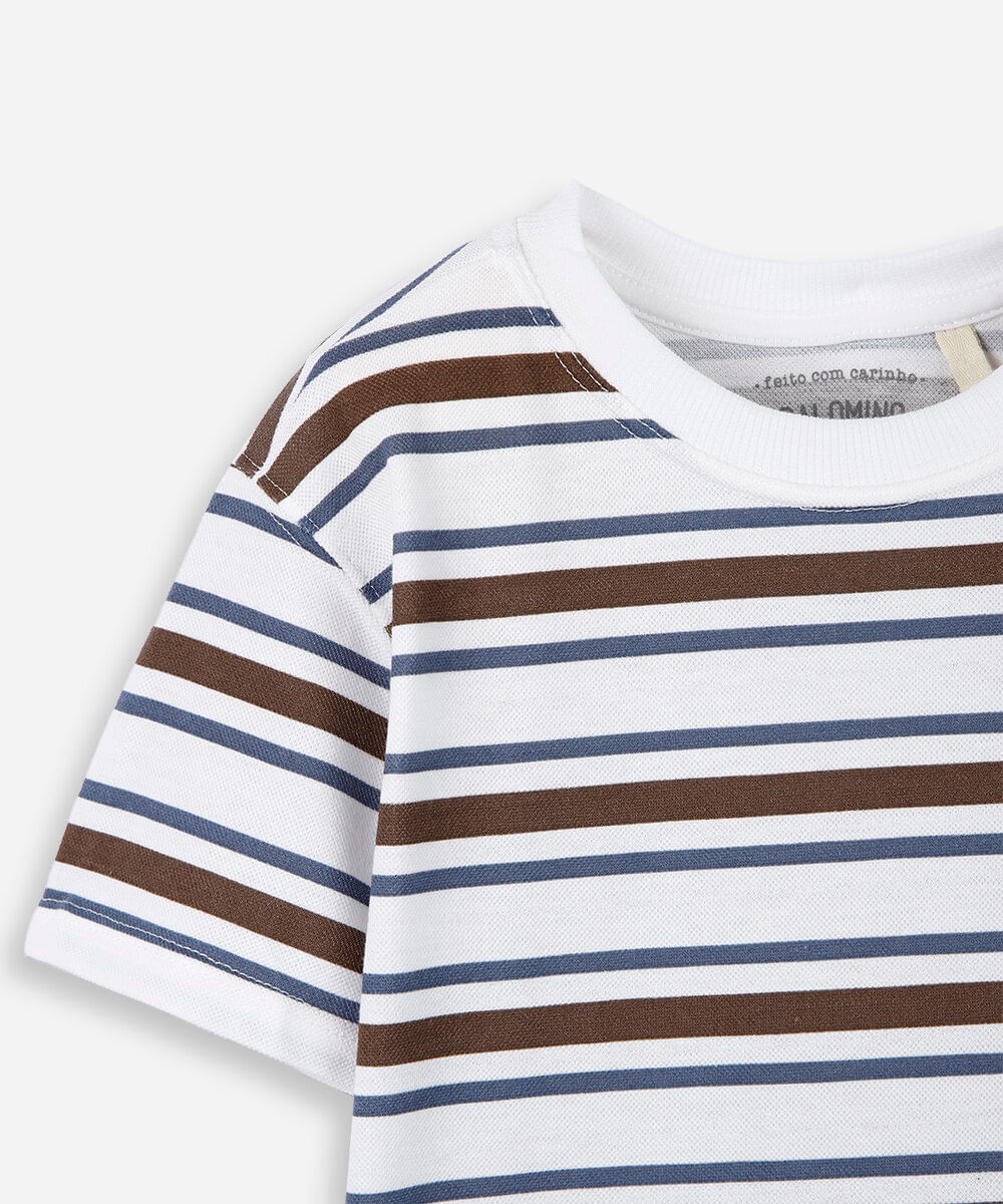 camiseta infantil listrada off white
