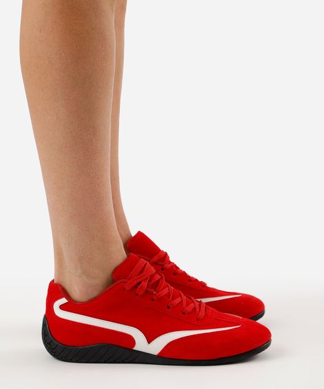 tênis casual com recorte texturizado ace vermelho