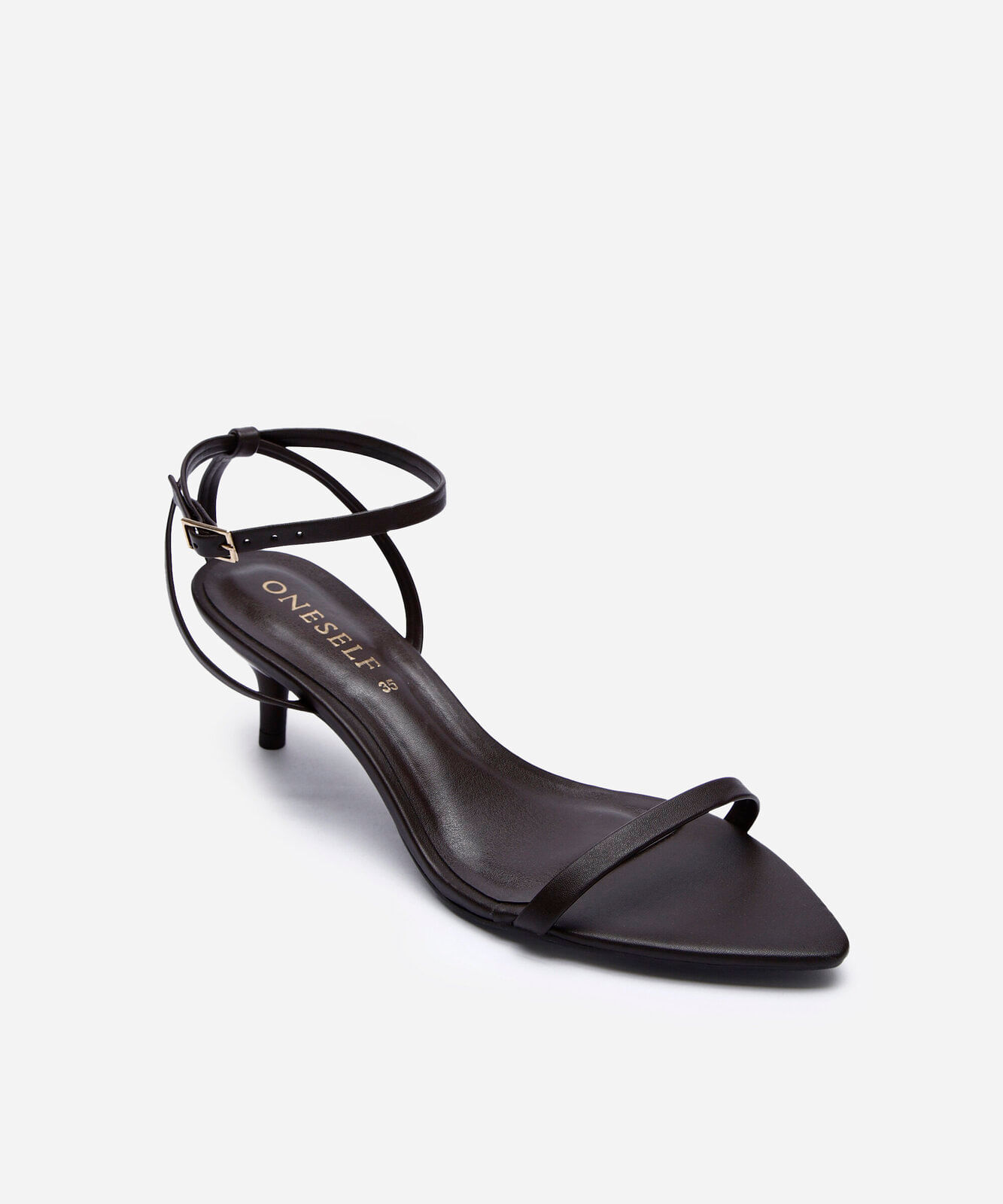 sandália feminina salto kitten heel oneself marrom