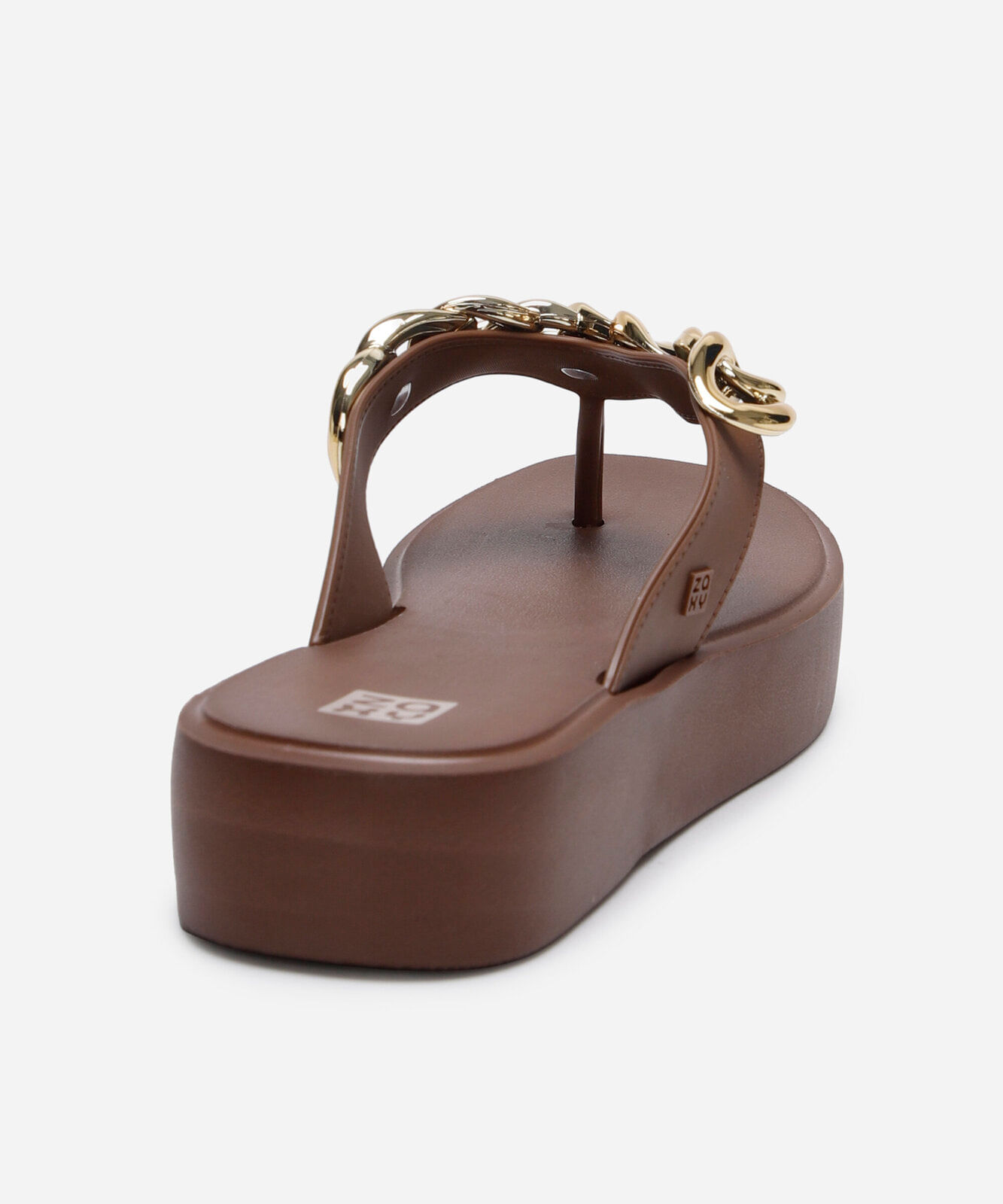 sandália flatform feminina zaxy com elos marrom