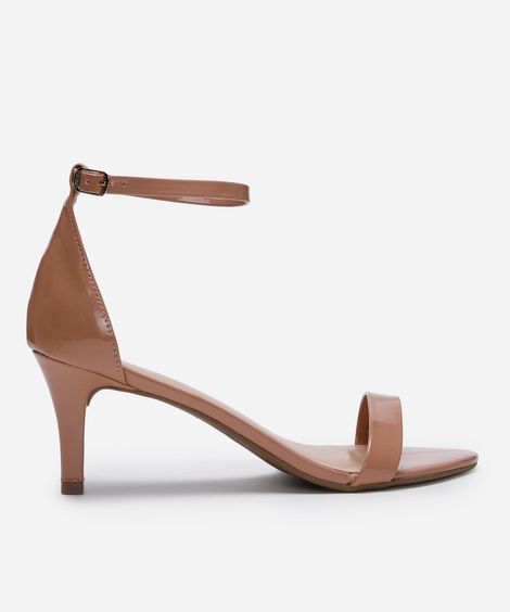 sandália salto fino via uno bege