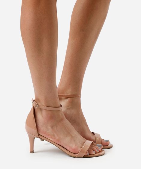 sandália salto fino via uno bege