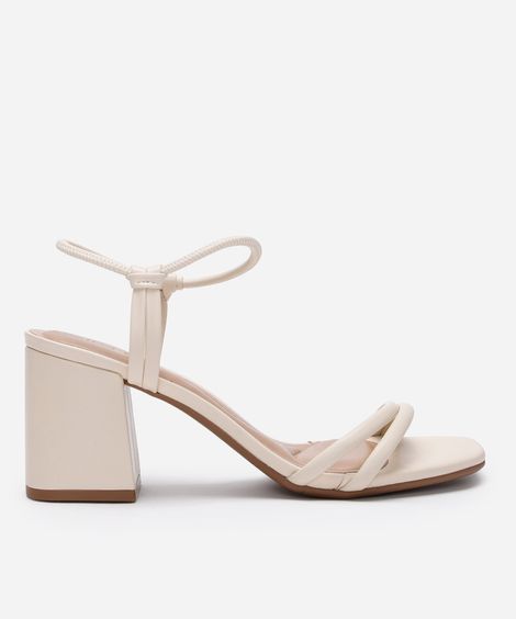 sandália beira rio tiras finas salto grosso off white