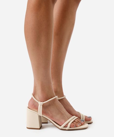 sandália beira rio tiras finas salto grosso off white