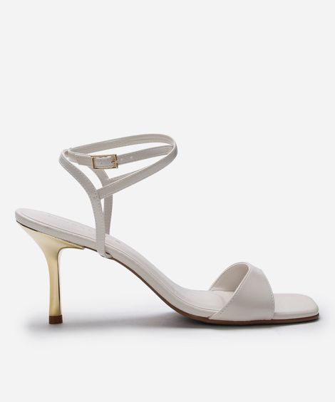sandália bico quadrado salto fino oneself off white