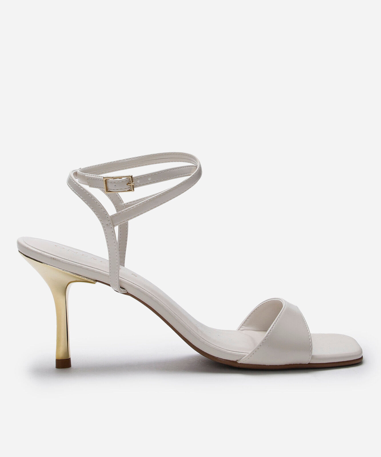 sandália bico quadrado salto fino oneself off white