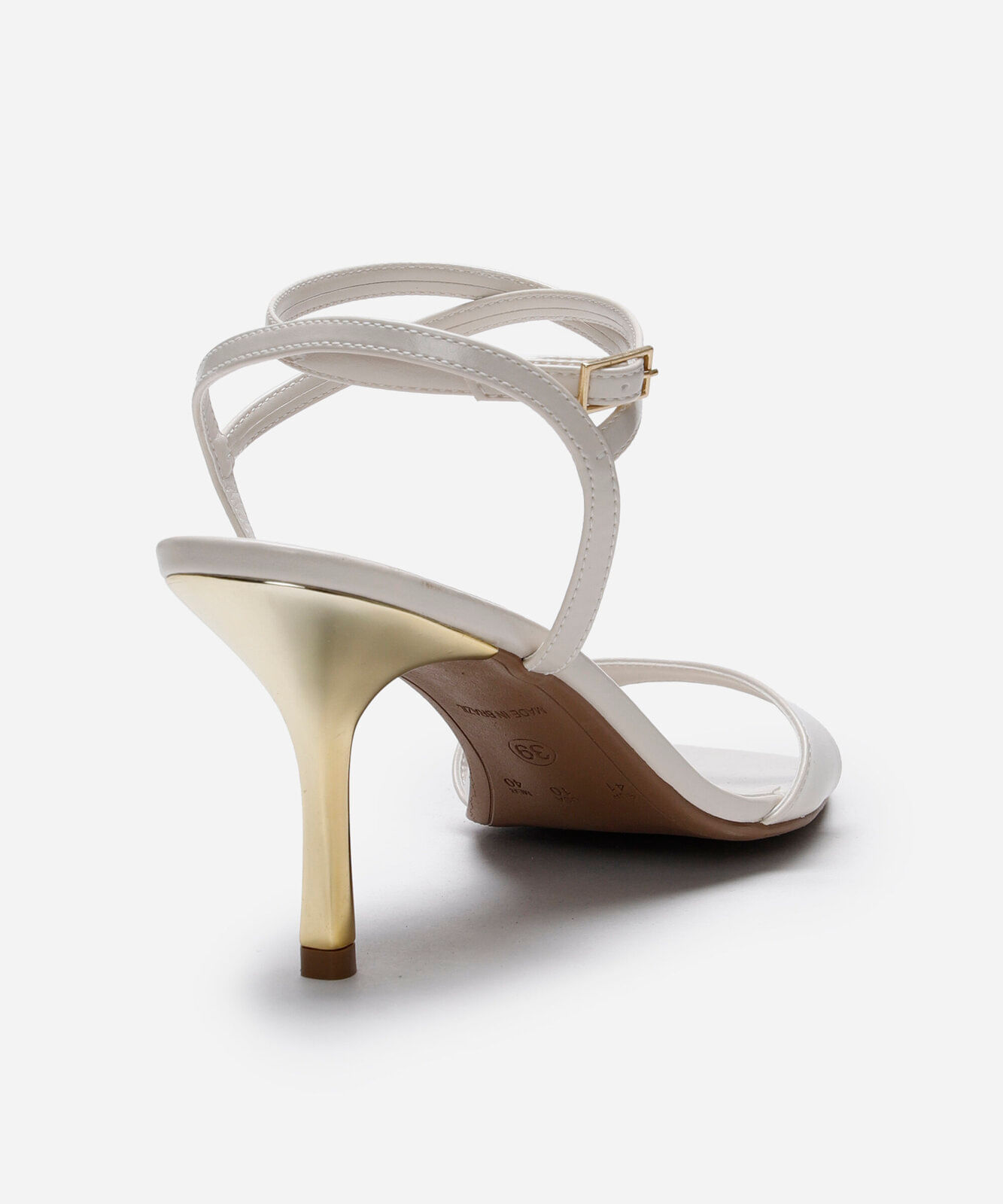 sandália bico quadrado salto fino oneself off white