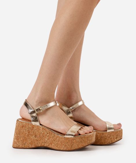 sandália anabela vizzano dourada