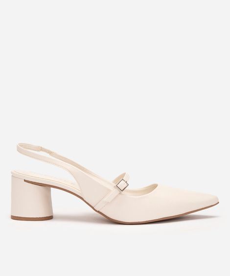 scarpin salto baixo com fivela oneself off white
