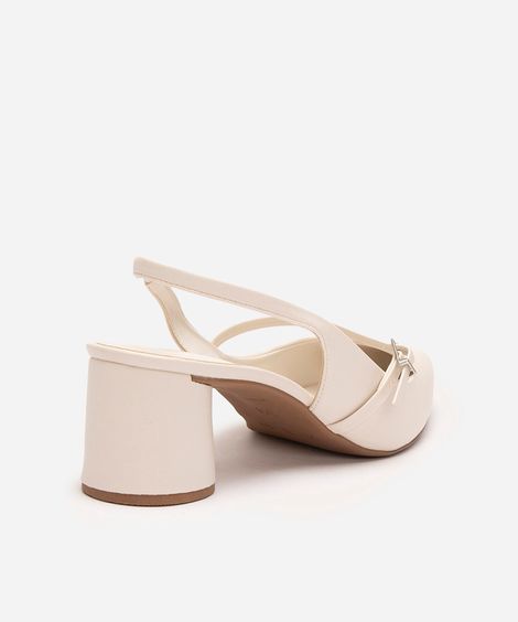 scarpin salto baixo com fivela oneself off white