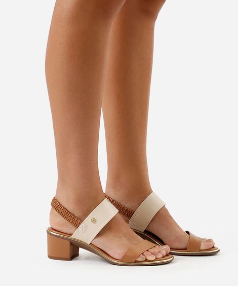 sandália salto grosso beira rio marrom