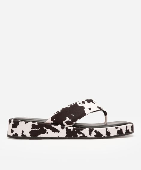 sandália flatform tira grossa animal print mindset preta