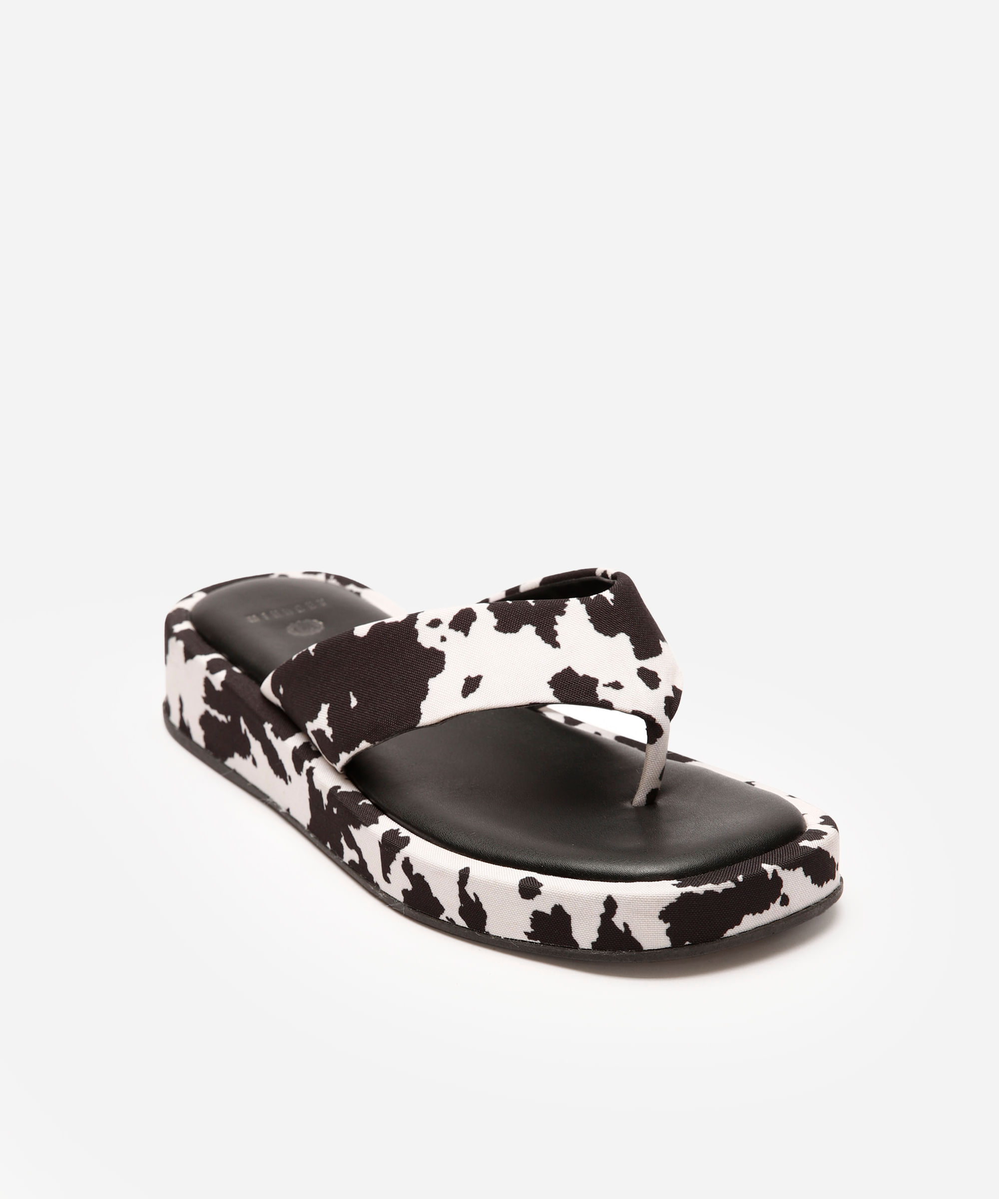 sandália flatform tira grossa animal print mindset preta
