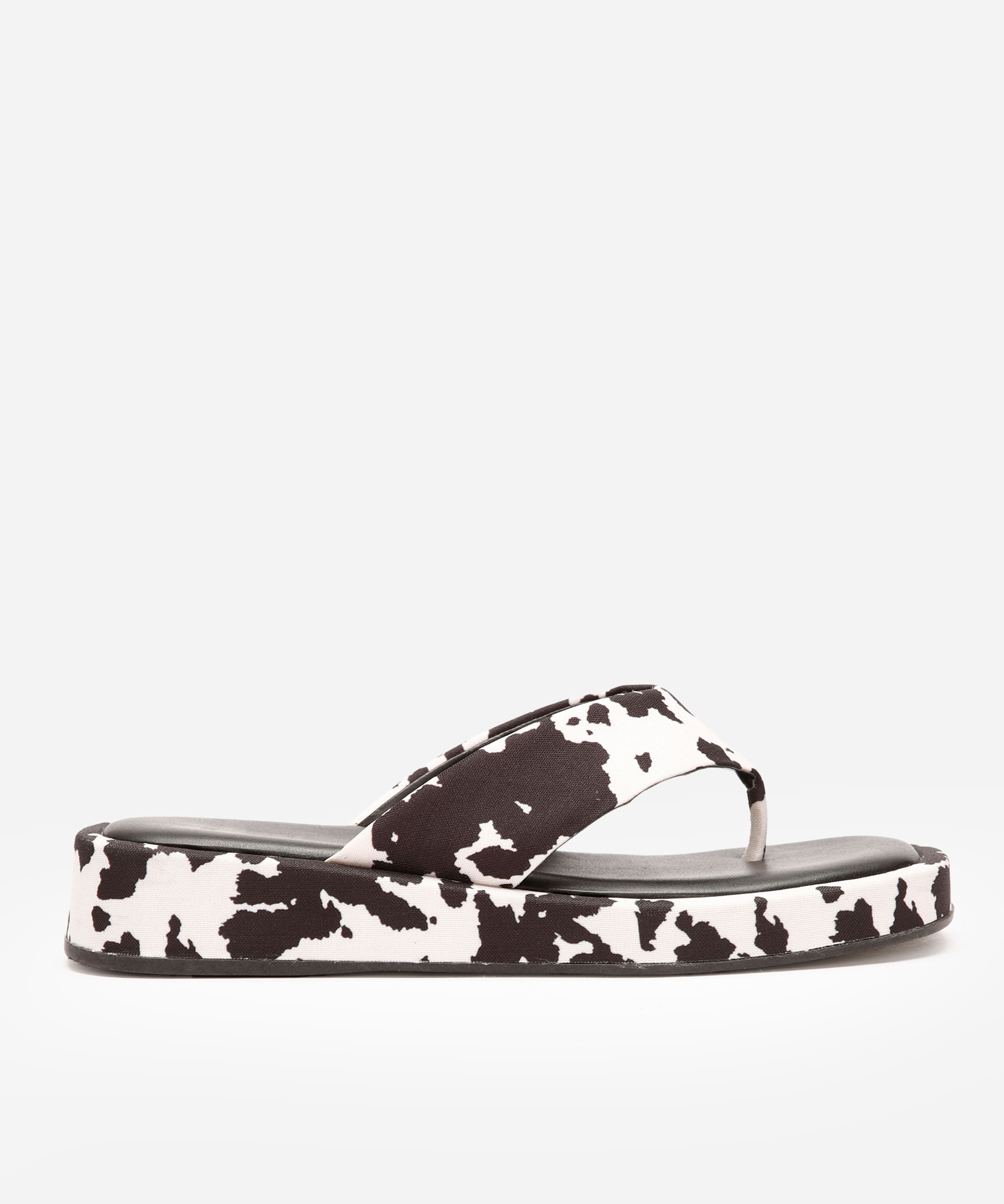 sandália flatform tira grossa animal print mindset preta
