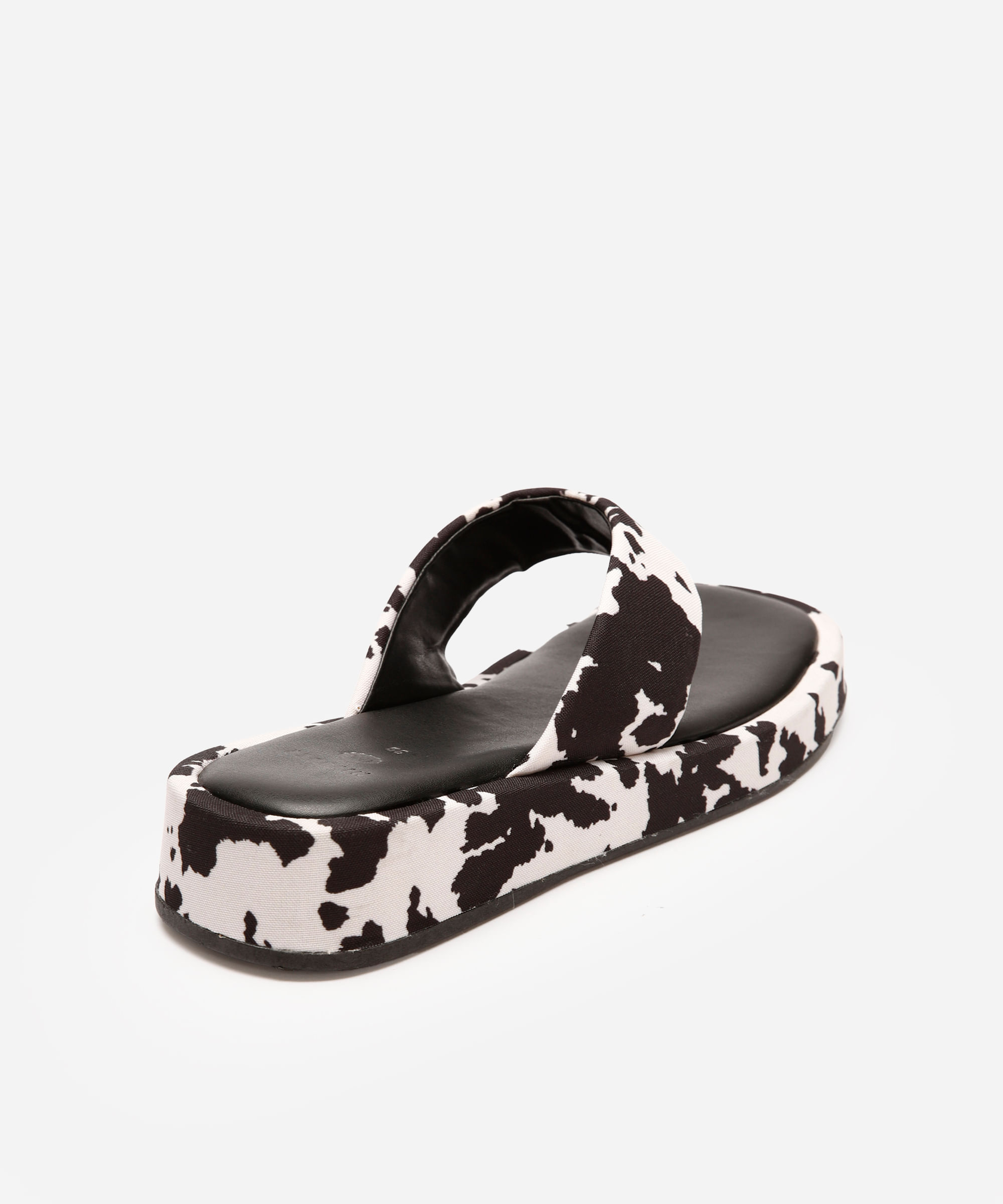 sandália flatform tira grossa animal print mindset preta
