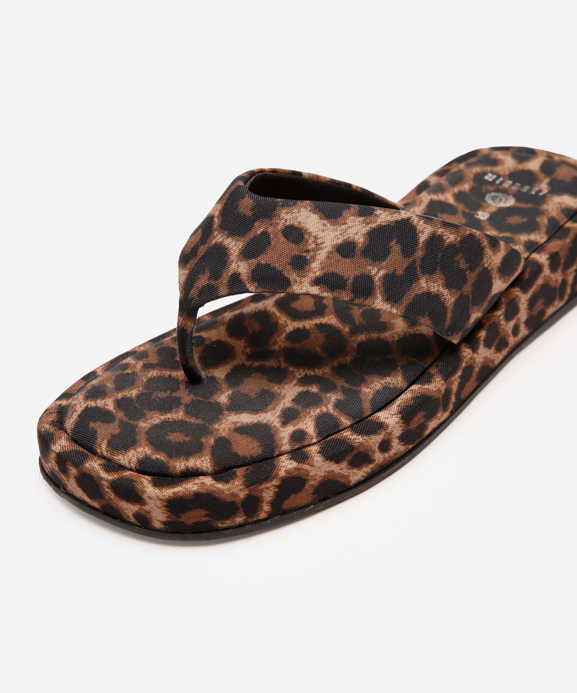 sandália flatform tira grossa animal print mindset bege