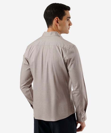 camisa masculina manga longa slim fit algodão cinza
