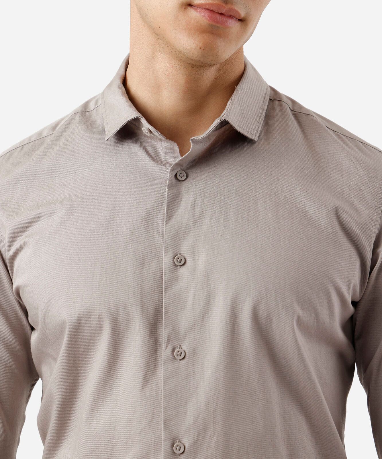 camisa masculina manga longa slim fit algodão cinza