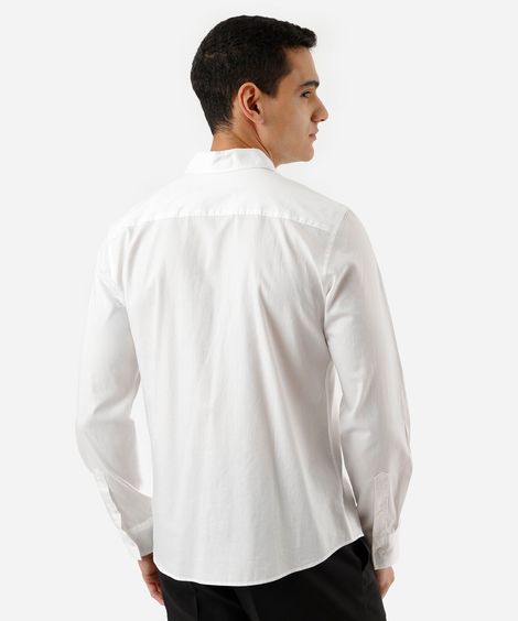 camisa manga longa slim fit algodão off white