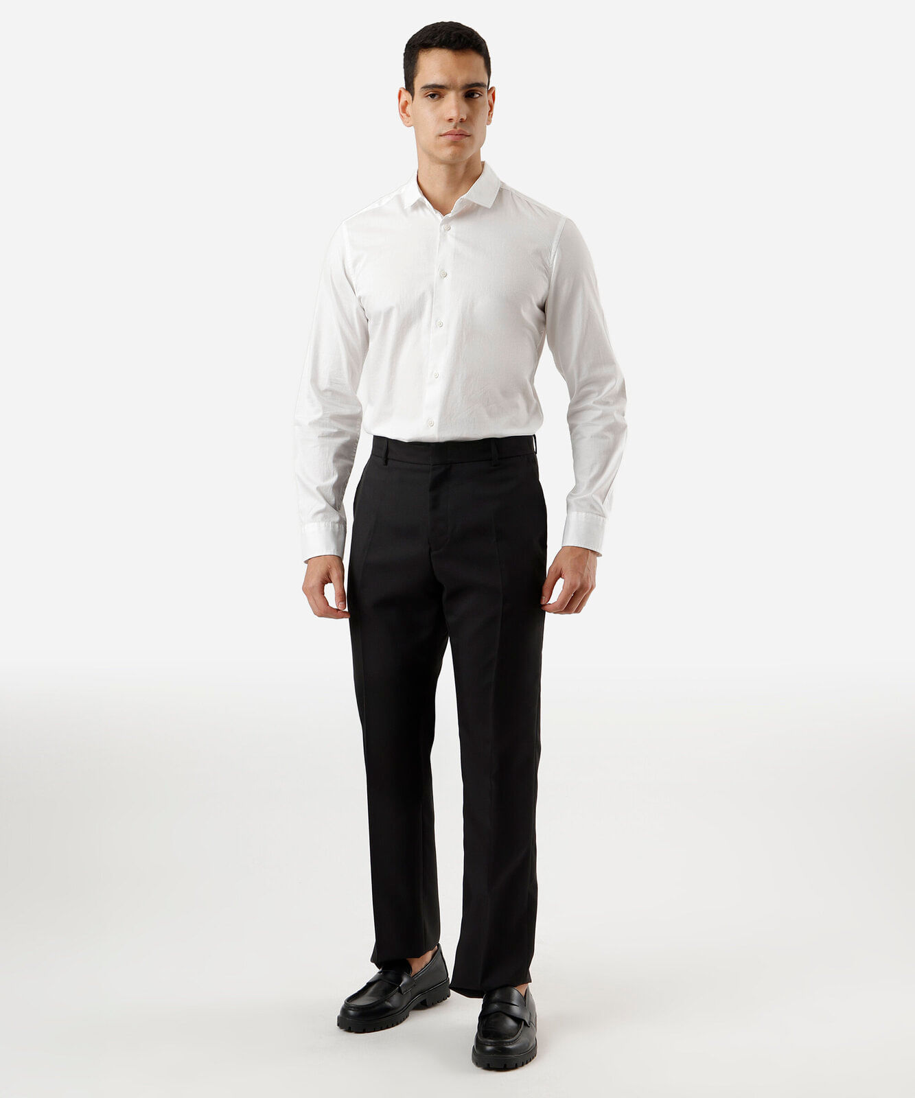 camisa manga longa slim fit algodão off white