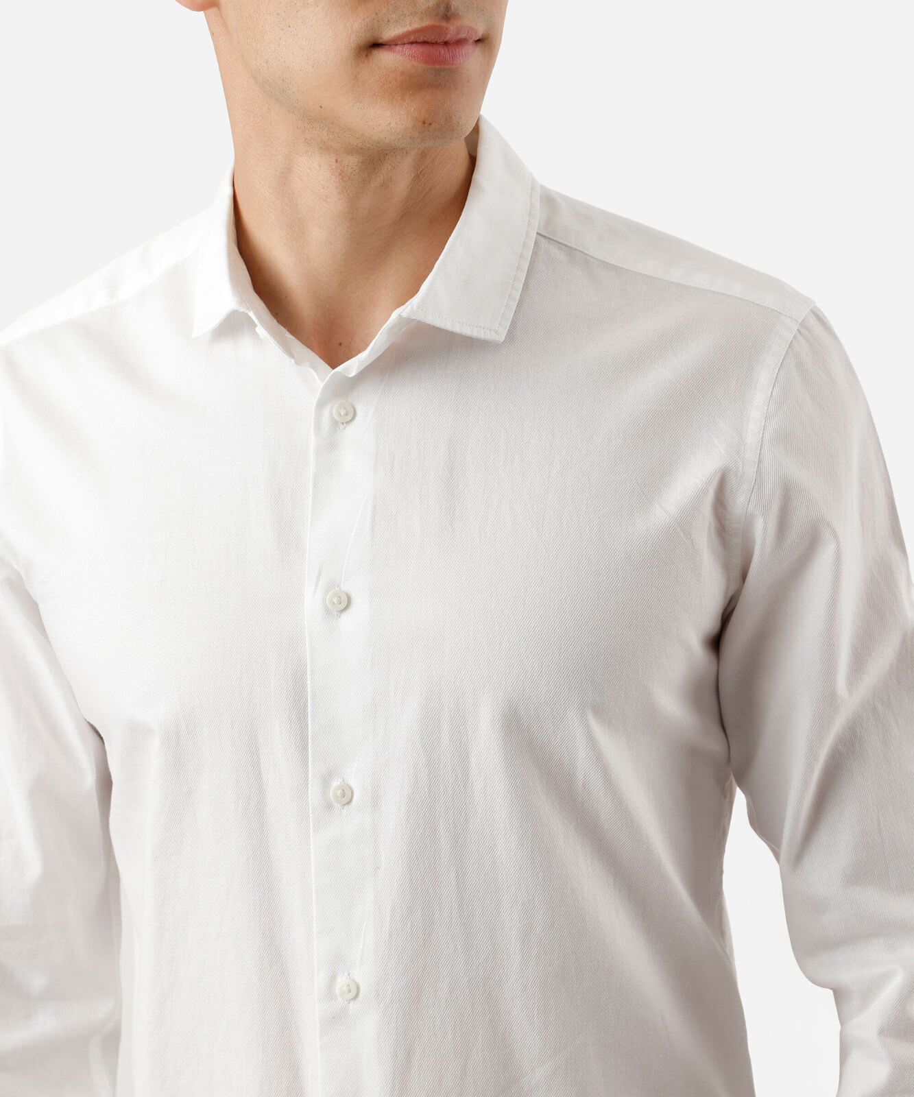 camisa manga longa slim fit algodão off white