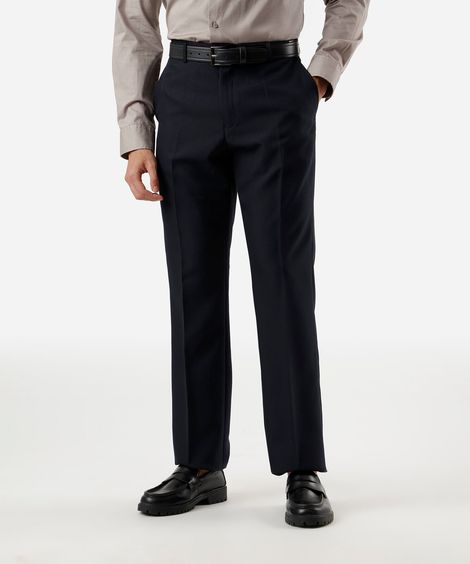 calça social reta de alfaiataria masculina azul