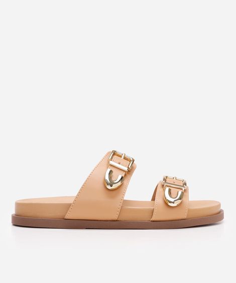 papete flatform feminina com fivela oneself bege