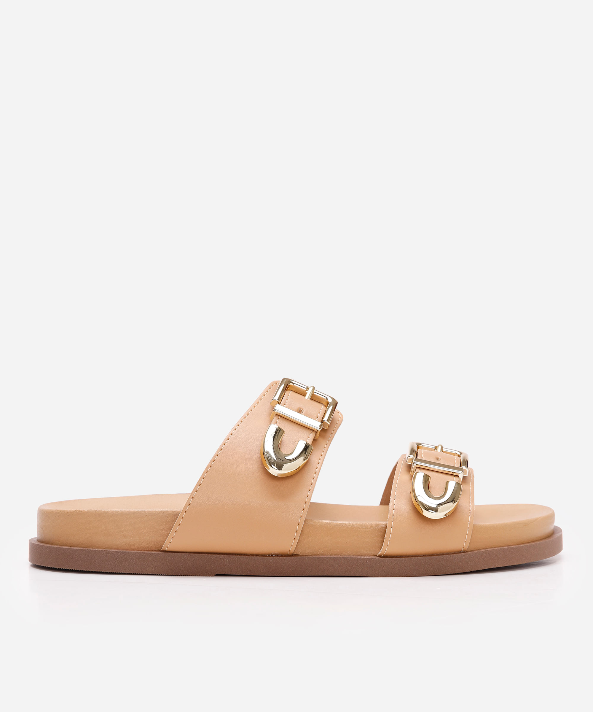 papete flatform feminina com fivela oneself bege