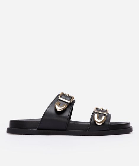 papete flatform feminina com fivela oneself preta