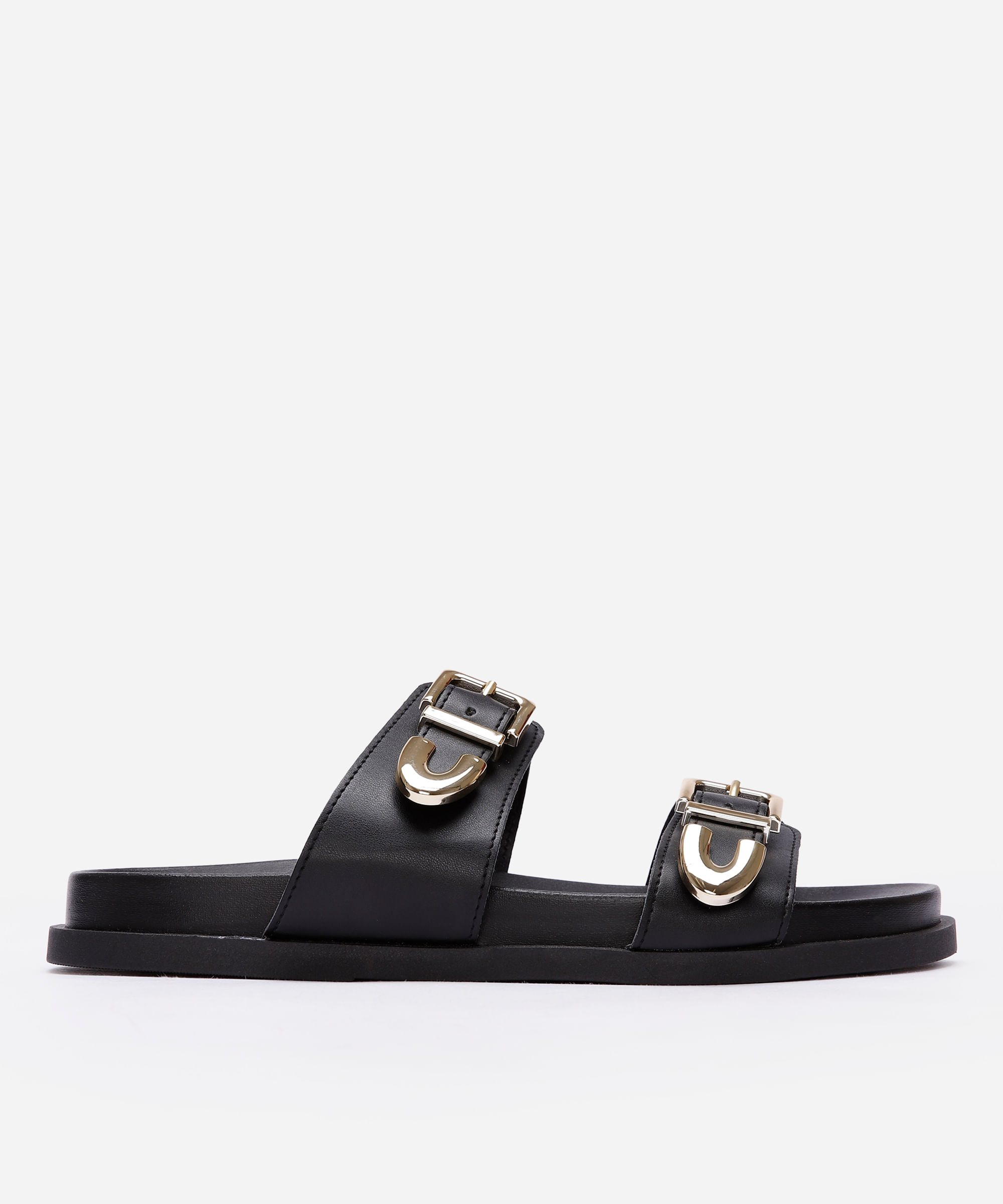 papete flatform feminina com fivela oneself preta