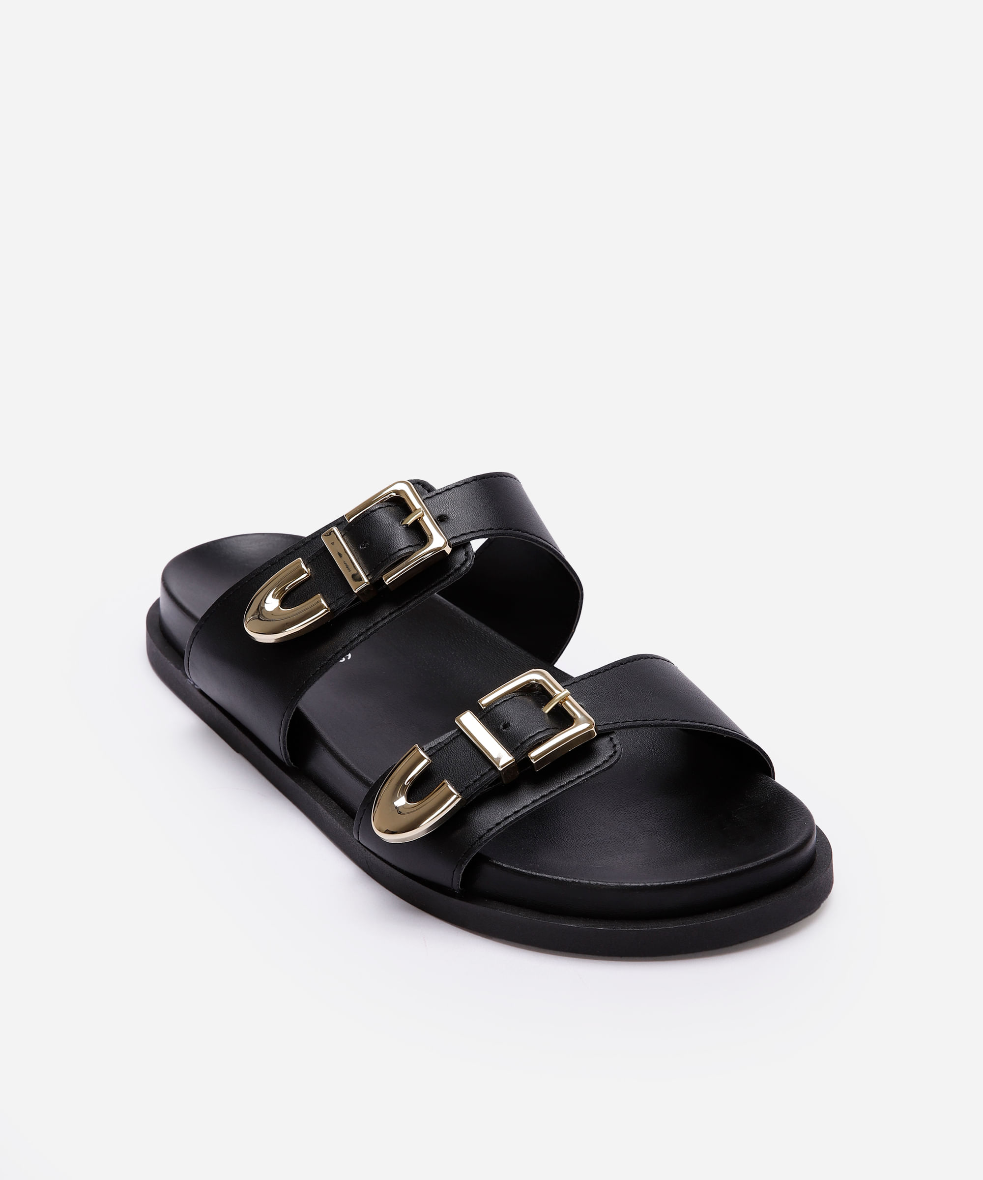 papete flatform feminina com fivela oneself preta