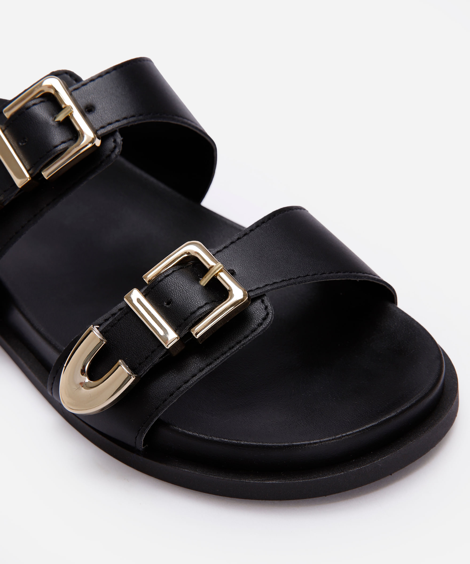 papete flatform feminina com fivela oneself preta