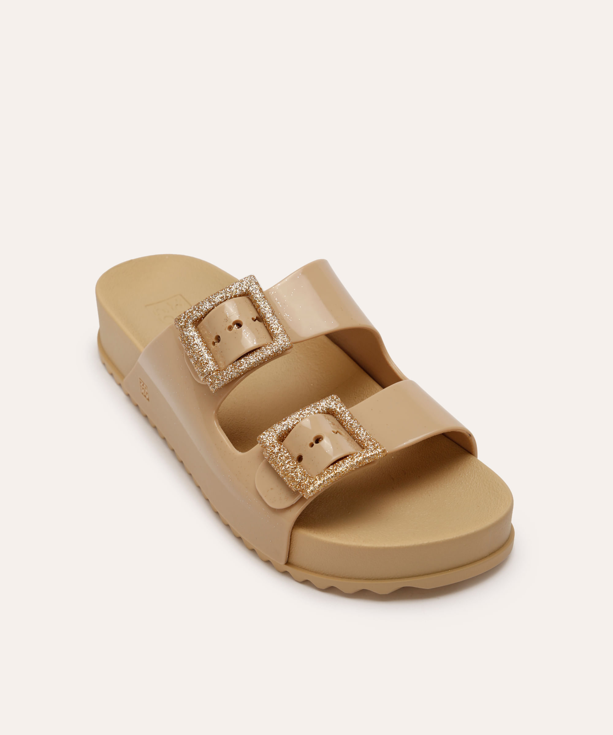 papete feminina zaxy de suede com fivela bege