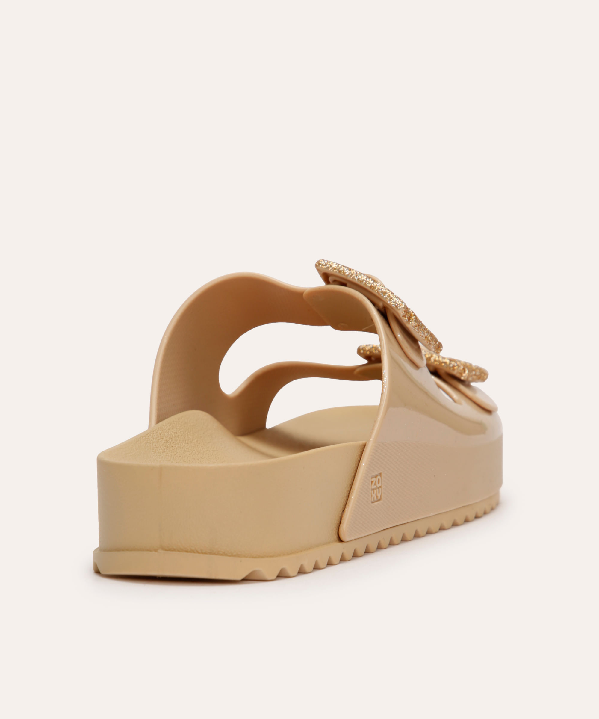 papete feminina zaxy de suede com fivela bege